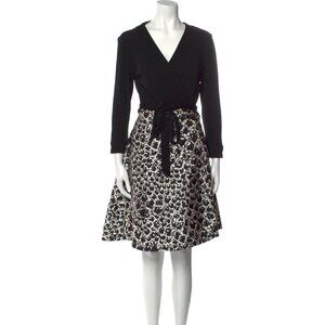 DIANE VON FURSTENBERG Amelia 3/4 Sleeve A-Line Wrap Dress Women's Size 8 Black M